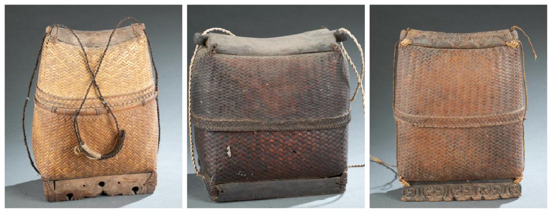 3 Lidded baskets. 20th century. (1 of 10)