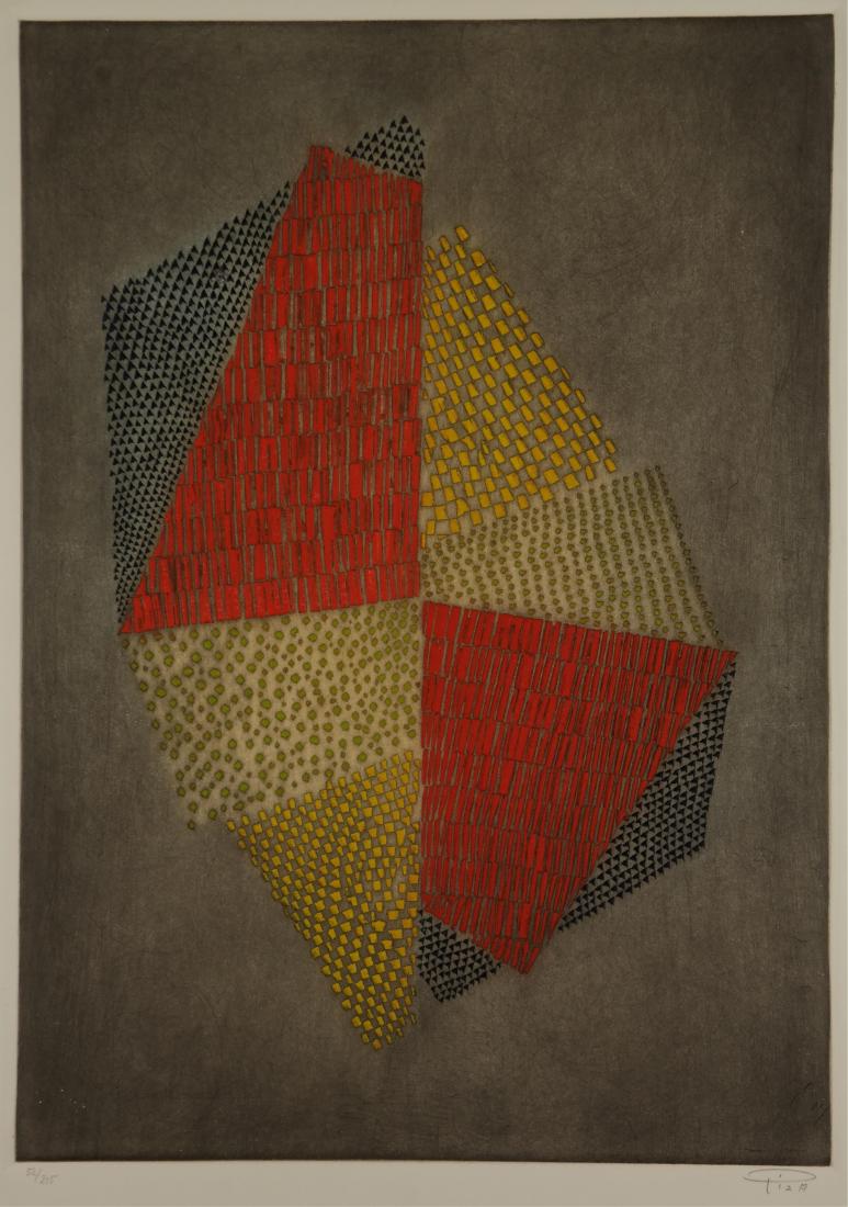 Arthur Luiz Piza. Kaleidoscope. 1967.: Piza, Arthur Luiz (Brazilian, 1928-2017). "Kaleidoscope." 1967. Embossed etching and aquatint. Edition 52 of 200. Signed in pencil, l.r., editioned, l.l. Image: 18 1/2" x 13 1/4" Sheet 25 3/4" x 19 3/
