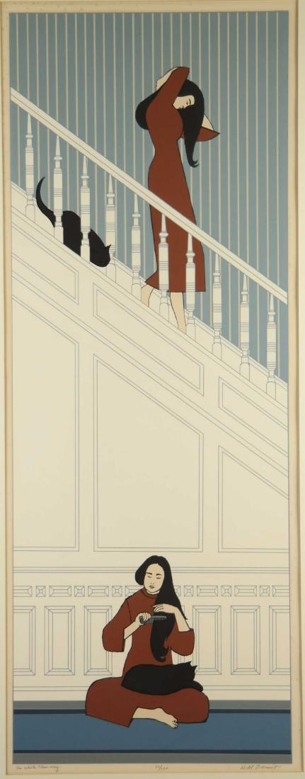 Will Barnet. The White Stairway. 1974.: Barnet, Will (American, 1911-2012). "The White Stairway." 1974. Serigraph on Arches paper. Edition 26 of 100. Signed in pencil, l.r., editioned, l.c., titled, l.l. Image: 36" x 13 1/2" Framed: 44 1/4"
