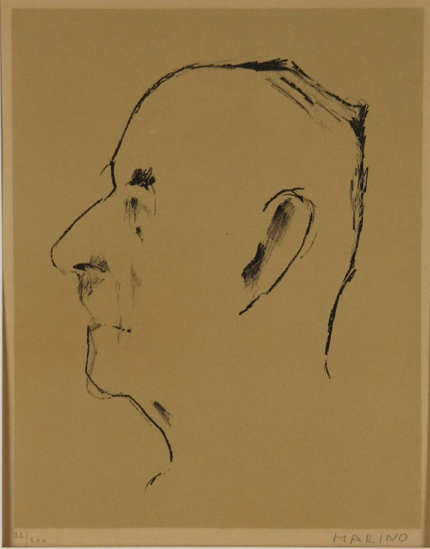 Marino Marini. Portrait of Thomas Mann. 1955.: Marini, Marino (Italian, 1901-1980). "Portrait of Thomas Mann." 1955. Lithograph. Edition 32 of 200. Signed in pencil, l.r., editioned, l.l. G107, GL52. Image: 13 1/8" x 10 3/8" Sheet: 16 3/8" x 12 3/