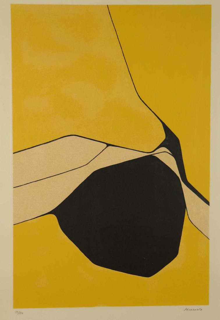 Pablo Palazuelo. Yellow and Black. 20th century.: Palazuelo, Pablo (Spanish, 1906-2007). Composition in Yellow and Black. 20th century. Lithograph in colors. Edition 89 of 150. Signed in pencil, l.r., editioned, l.l. Image: 25 1/4" x 16 1/2" Sheet: 2