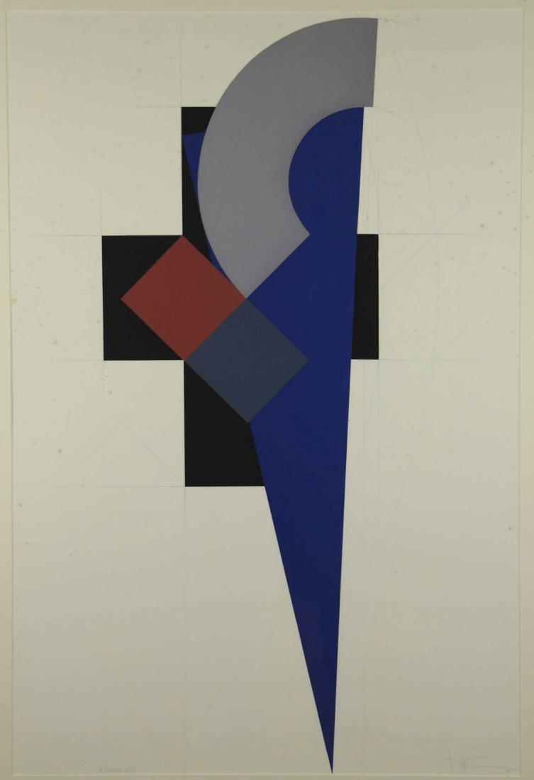 John Pearson. Unfolding/Fragment Suite. 1989.: Pearson, John (American, b.1940). "Unfolding/Fragment Suite." 1989. A suite of 5 multiples. Serigraph with pencil drawing on rag paper. Edition 16 of 20. Includes certificate of authenticity signed by