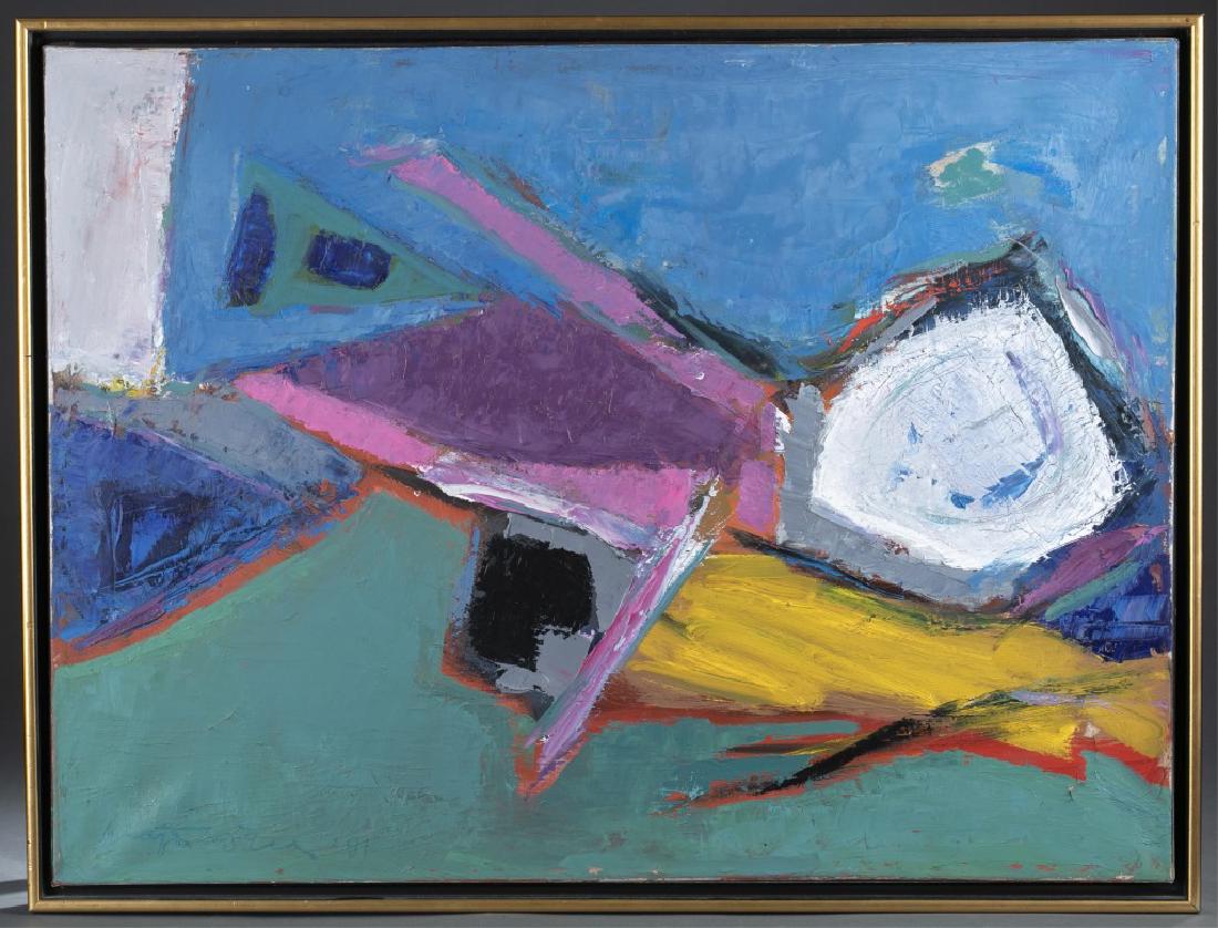 Unknown, fauvist figure, 1891, A/C.: Unknown. Fauvist style representation of a reclining figure. 1891. Acrylic on canvas. Areas of paint loss along the bottom edge and in upper right corner. Date and Illegible signature l.l. 23" x 31 1/