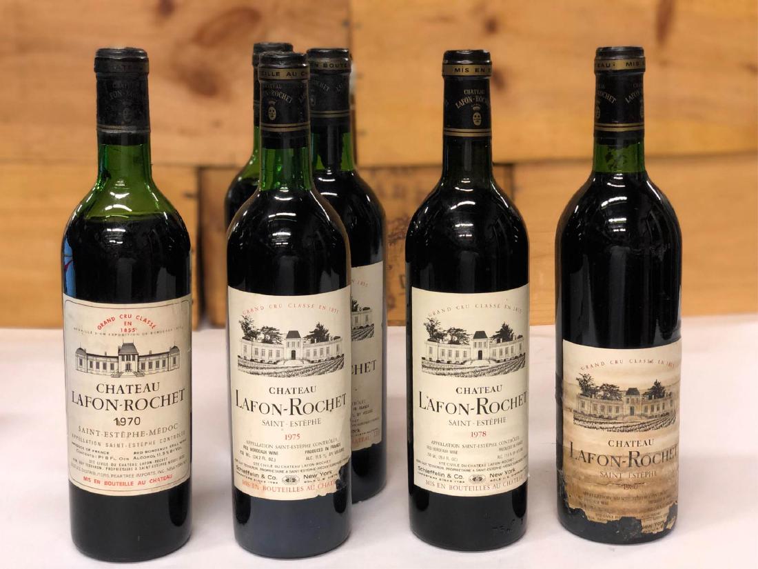Chateau Lafon - Rochet, St. Estephe, Bordeaux. 6 b: 6 Bottle Vertical Lot 1970, 1975 (3), 1978, 1980 Chateau Lafon - Rochet, St. Estephe, Bordeaux, France**** Wine lots will be shipped 1-2 weeks post sale. There is an outside shipper list available, pl