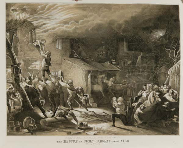 8 lithographs. Phila: William Smith, (1864), (nd).: [Historical Images]. 8 Lithographs. Condition varies, some toning/tears, etc. Includes 2 separate states of ''The Rescue of John Wesley.'' Phila: William Smith. Images approx. 18 x 22, with some varia