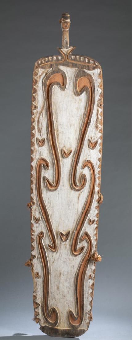 Indonesian Asmat shield. 20th century.: An Indonesian Asmat shield. 20th century. Asmat. Irian Jaya, Indonesia. 67" x 14" x 7".