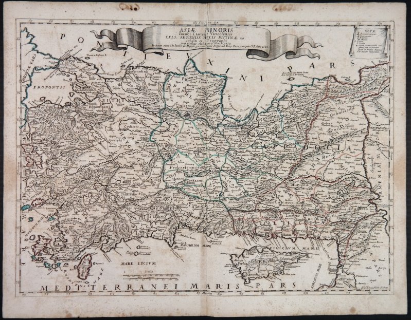 2 Maps: Stato Del Gran Turco + Asia Minoris.: [De Rossi/Middle East] 2 Maps. ++ Stato Del Gran Turco diviso ne suoi Beglierbati, o Governi, e ne Principati, che li sono Tributari. Elaborate map of the Middle East, including Greece, Italy, the Cas