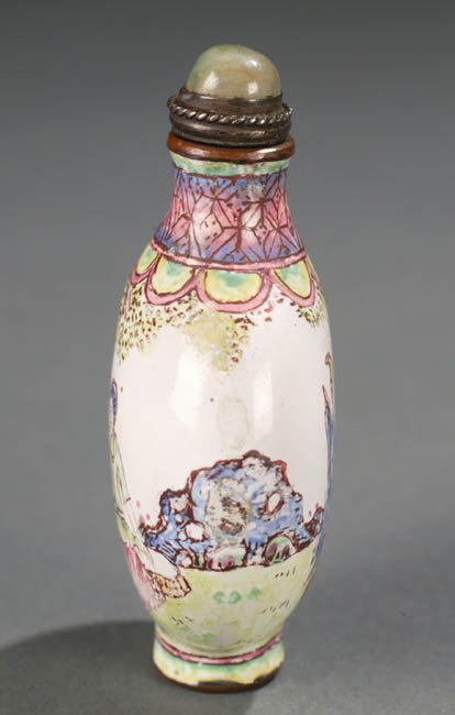 Canton enamel on metal Chinese snuff bottle w - 2