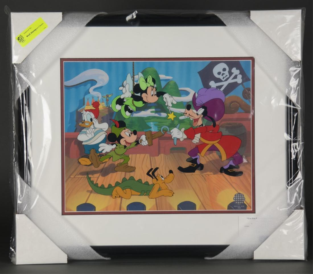Disney Sericel. The Fab Five - Peter Pan.: [Disney] Limited edition sericel. "The Fab Five Presents 'Peter Pan'," features Mickey and Minnie (Tinker Bell), Goofy (Captain Hook), Donald (Mr. Smee) and Pluto (the Crocodile), all from Walt Disney