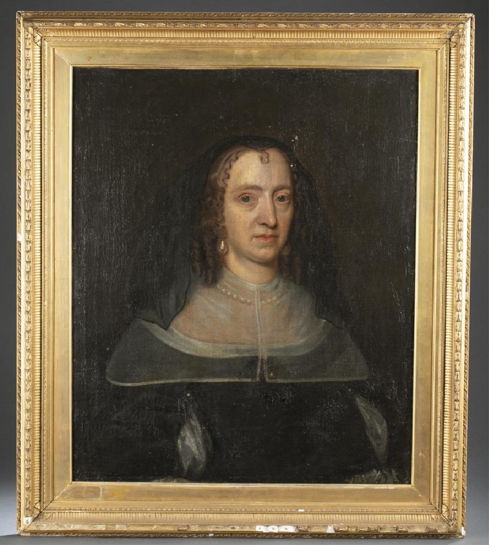 Unknown, Portrait of a Woman, 17th c., O/C.: Unknown (British School, 17th century). Half-Length Portrait of a Woman. Hand-written label on back identifies her as Mary Hill "from a comparison with the Bideford picture, this appears to be a portr