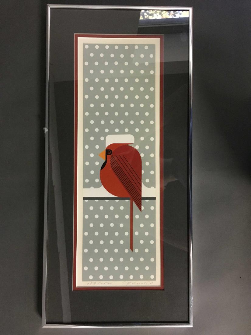 Charles Harper. Cool Cardinal. Serigraph. Signed.: Charles Harper. Cool Cardinal. Serigraph. [1974]. Pencil signed l.r. 789/2000. Image: 17 1/2" x 5 1/2". Frame: 23 1/2" x 10 7/8".