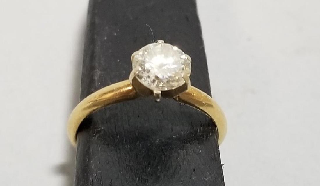 GCL 18K Gold Ring with .90 Karat Diamond: GCL 18K Gold Ring with Approximately .90 Karat Diamond ++ Marked on interior of band "GCL 18K"