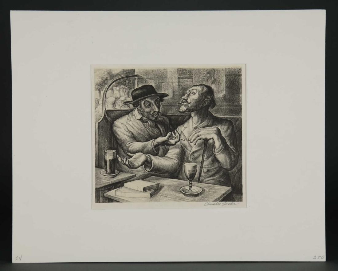 Charles Locke. Lithograph. Latins in Paris. 1928.: Locke, Charles (American, 1899-1993). â€œLatins in Paris.” 1928. Lithograph. Signed in pencil, l.r. Sheet: 11" x 13". Image: 8 1/2" x 9 3/8"._x000D_ Condition Very good +. Light toning. Matt