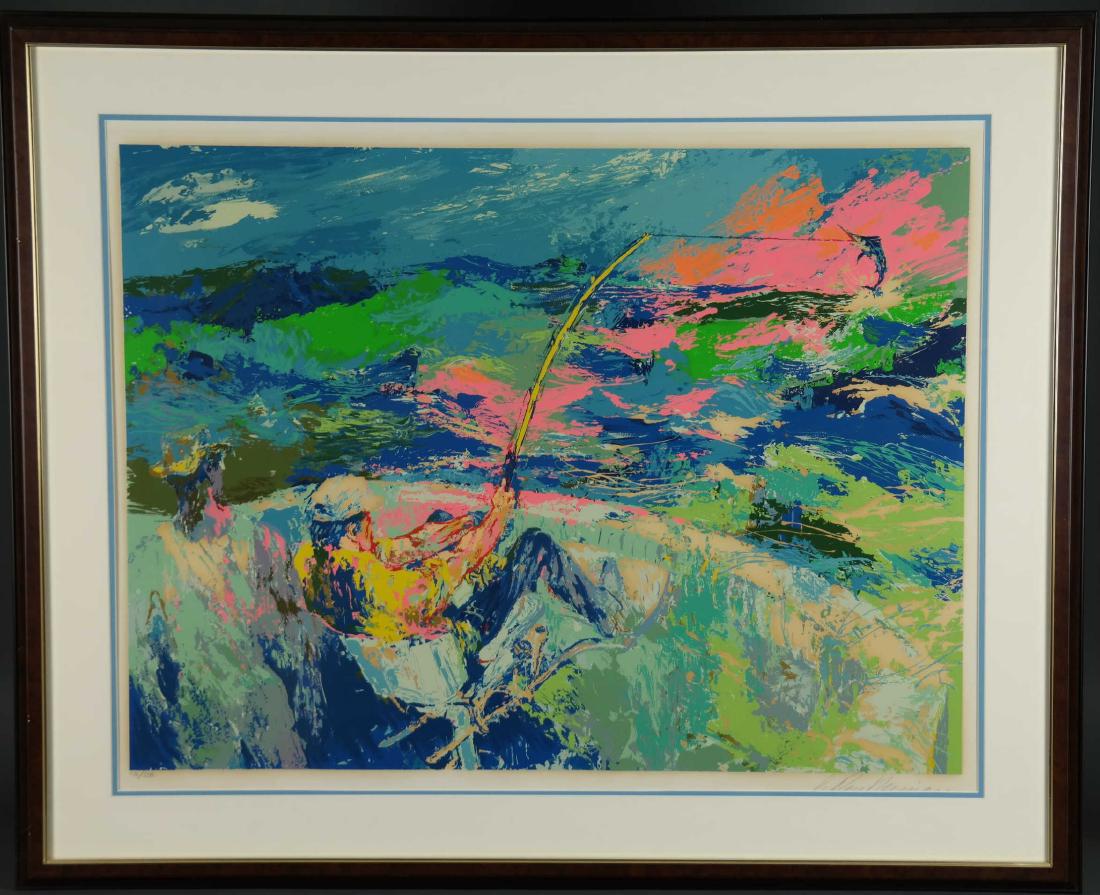 LeRoy Neiman. Serigraph. Marlin. 1977.: Neiman, LeRoy (American, 1921-2012). â€œMarlin.” 1977. Serigraph in colors. Edition 136 of 300. Editioned l.l., signed in pencil l.r. Leibovitz 131. Framed: 35 3/4” x 43 1/2”. Im