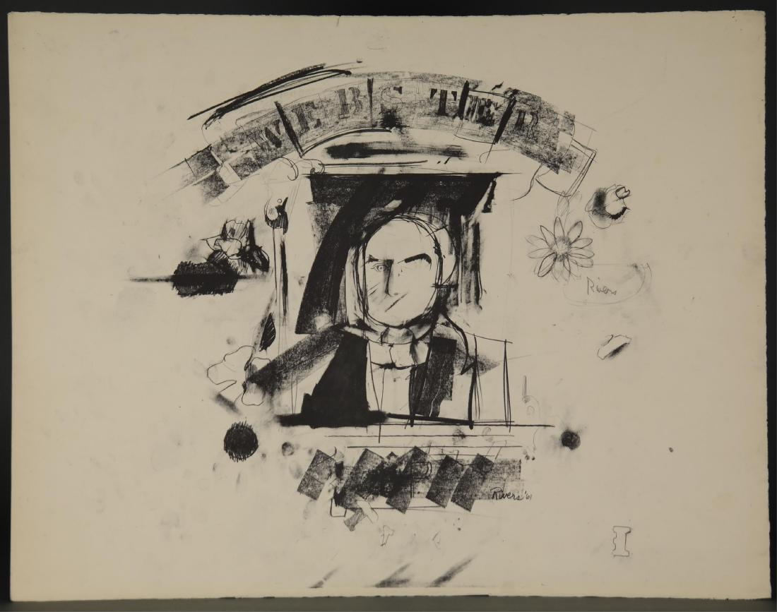 Larry Rivers. Webster. 1961. Two impressions.: Rivers, Larry (American, 1923-2002). "Webster." 1961. Lithograph. Two impressions, presumably proofs apart from the numbered edition of 80. Signed in pencil, c.r. Sheet: 22 1/4" x 28 1/2"._x000D_ Cond