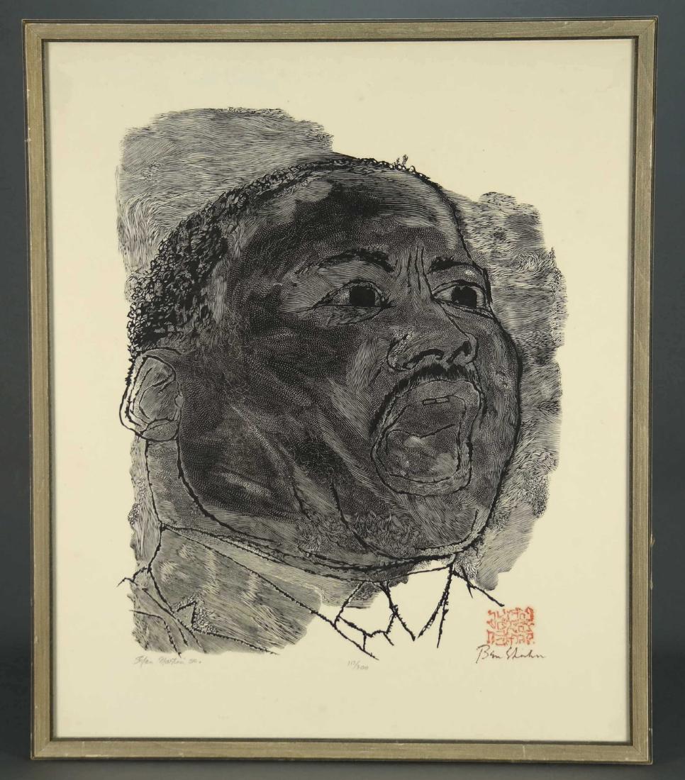 Ben Shahn. Martin Luther King. 1966.: Shahn, Ben (American, 1898-1969). "Martin Luther King." 1966. Wood-engraving. Edition 117 of 300. Engraved and printed by Stefan Martin (American, 1936-1994). Published by International Graphic Arts S