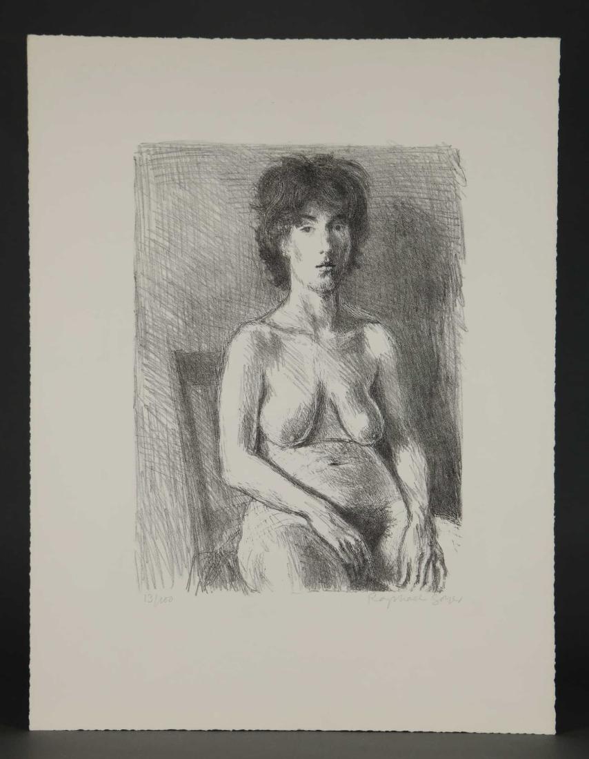 Raphael Soyer. Lithograph. Seated Nude. c.1970.: Soyer, Raphael (Russian-American, 1899-1987). â€œSeated Nude.” c. 1970. Lithograph. Edition 13 of 100. Editioned and signed in pencil, l.l., l.r., respectively. Sheet: 22 3/4” x 17 1/4