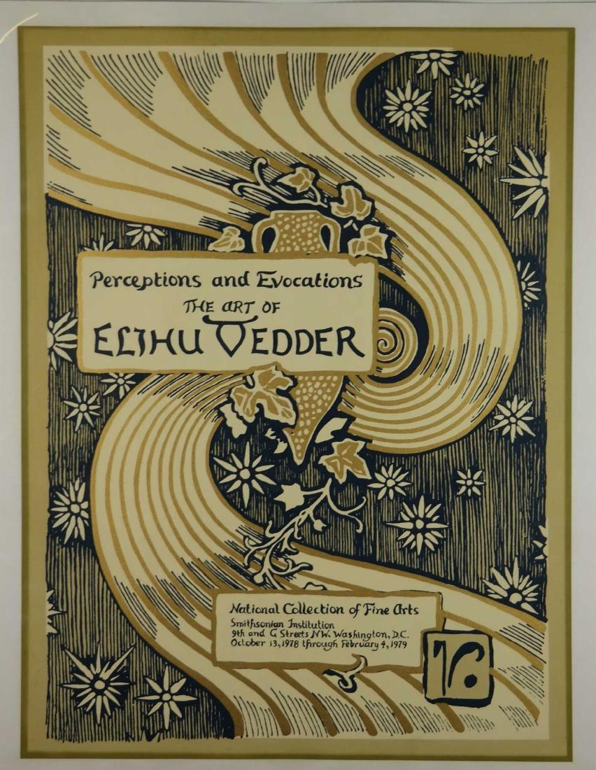 Elihu Vedder. NCFA Exhibition Poster. 1978.: Vedder, Elihu (American, 1836-1923). National College of Fine Arts Exhibition Poster. 1978. Lithograph poster. Reproduces Vedder's cover for an edition of Rubaiyat of Omar Khayyam, published by Hought