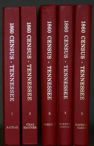 1860 CENSUS- TENNESSEE, 5 Vols, 1981-1982.