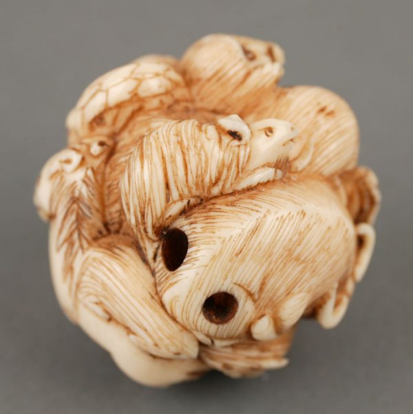 Elephant ivory carved netsuke depicting animals - 2