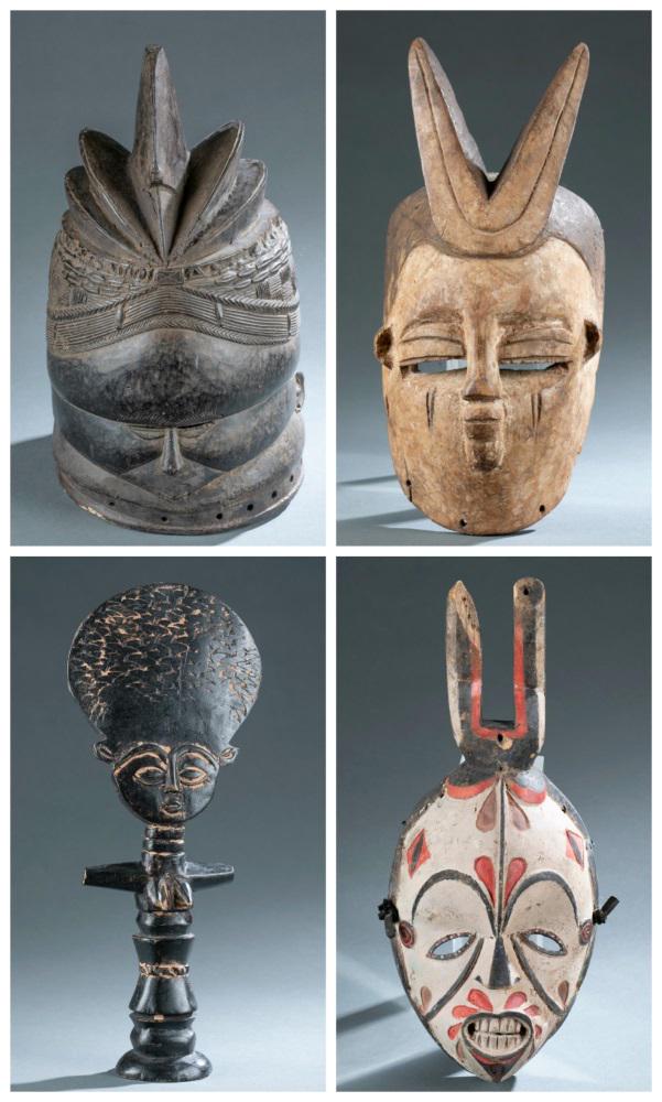 4 West African Masks & Objects. 20th c. (1 of 20)