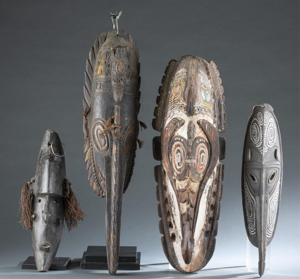 4 New Guinea Style Sepik River Masks. 20th c. (1 of 20)