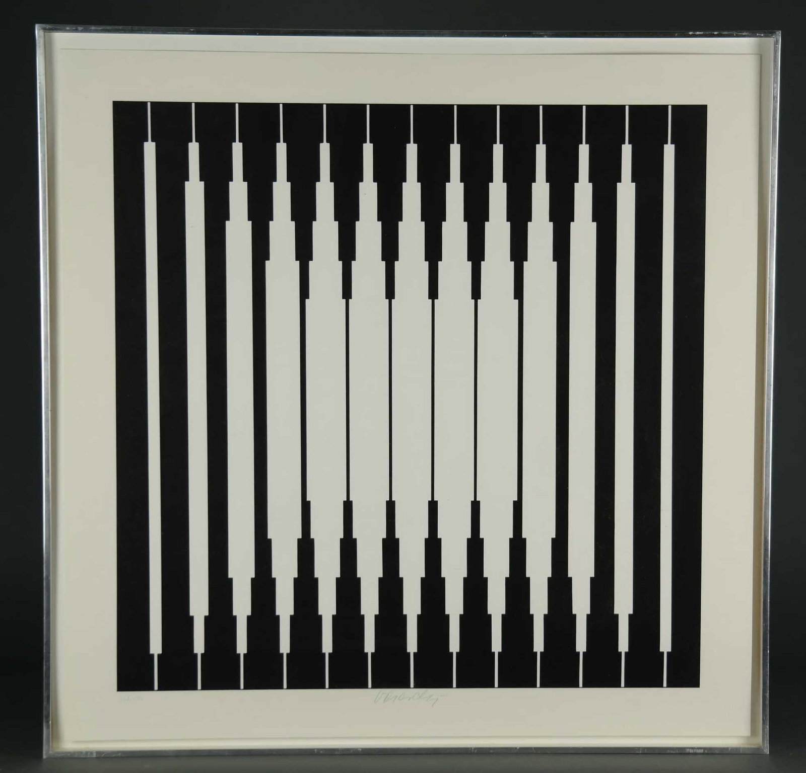Victor Vasarely. Serigraph. White Square. 1967.: Vasarely, Victor (French-Hungarian, 1906-1997). "White Square." ca. 1967. Serigraph. Edition 138 of 294. Printed by Edition Domberger Stuttgart, Filderstadt, Germany. Printer's blindstamp, l.l. Editeu