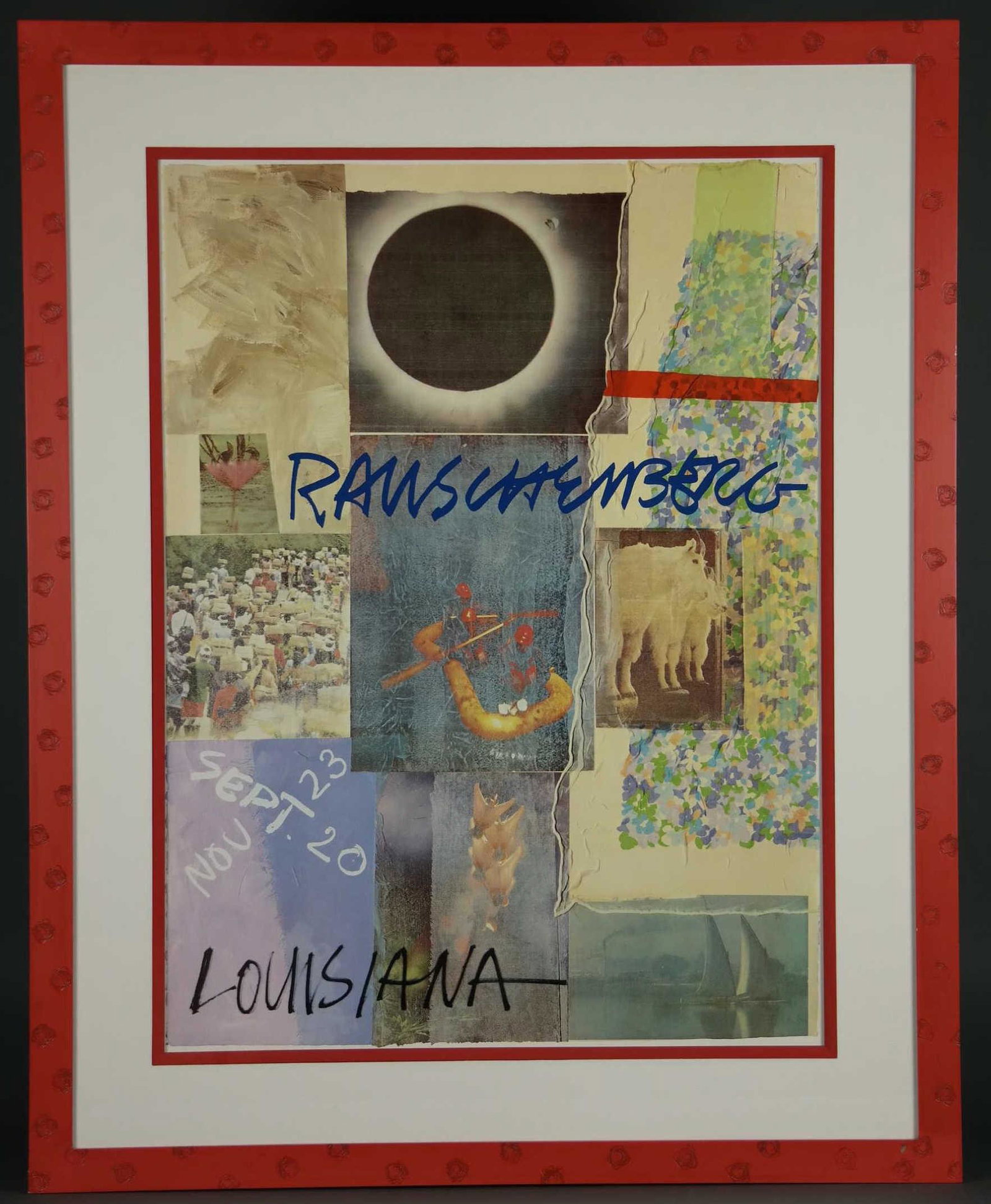 Robert Rauschenberg. Four Framed Posters.: Rauschenberg, Robert (American, 1925-2008). Three offset lithograph posters, one foil silkscreen. (1) "Louisiana." 1981. Edition of 500. Signed in the plate. Framed: 39 1/4" x 31 1/2". (2) After the a