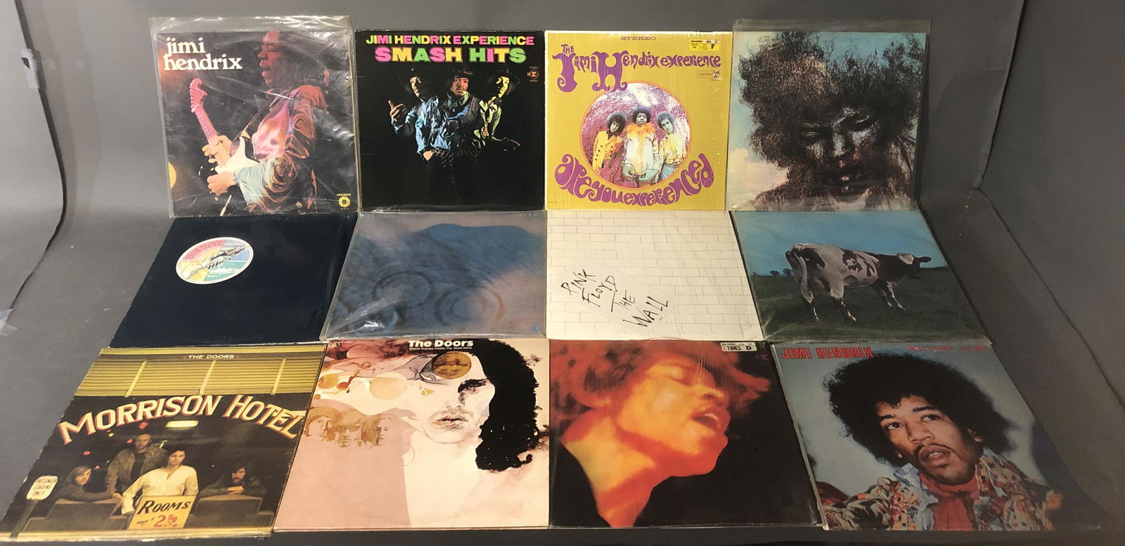 Selection of LP Vinyl Records: A selection of LP vinyl records having: Pink Floyd - Jimi Hendrix - The Doors