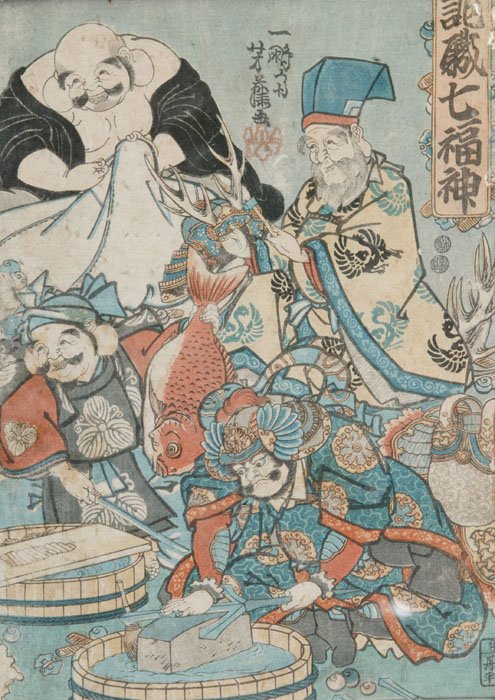Yoshifuje Utagawa, 7 Lucky Gods, woodblock