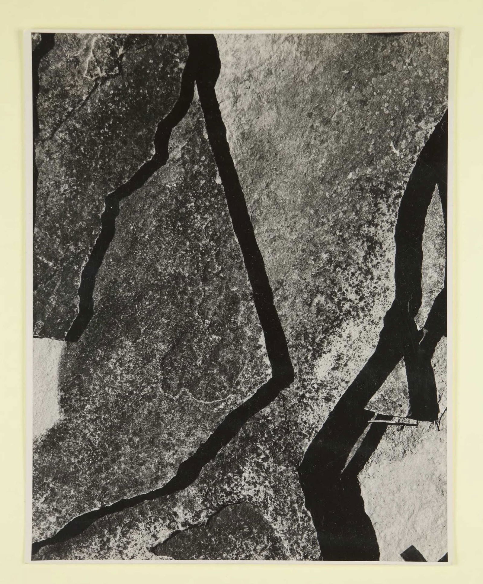 Nathan Lyons. Untitled "Abstraction". Signed.: [Photography] Lyons, Nathan. Untitled "Abstraction". n.d. Vintage silver print. Signed on verso. 9 3/4" x 7 3/4"._x000D_ Condition Very good to near fine, although crease across print, visible in brig