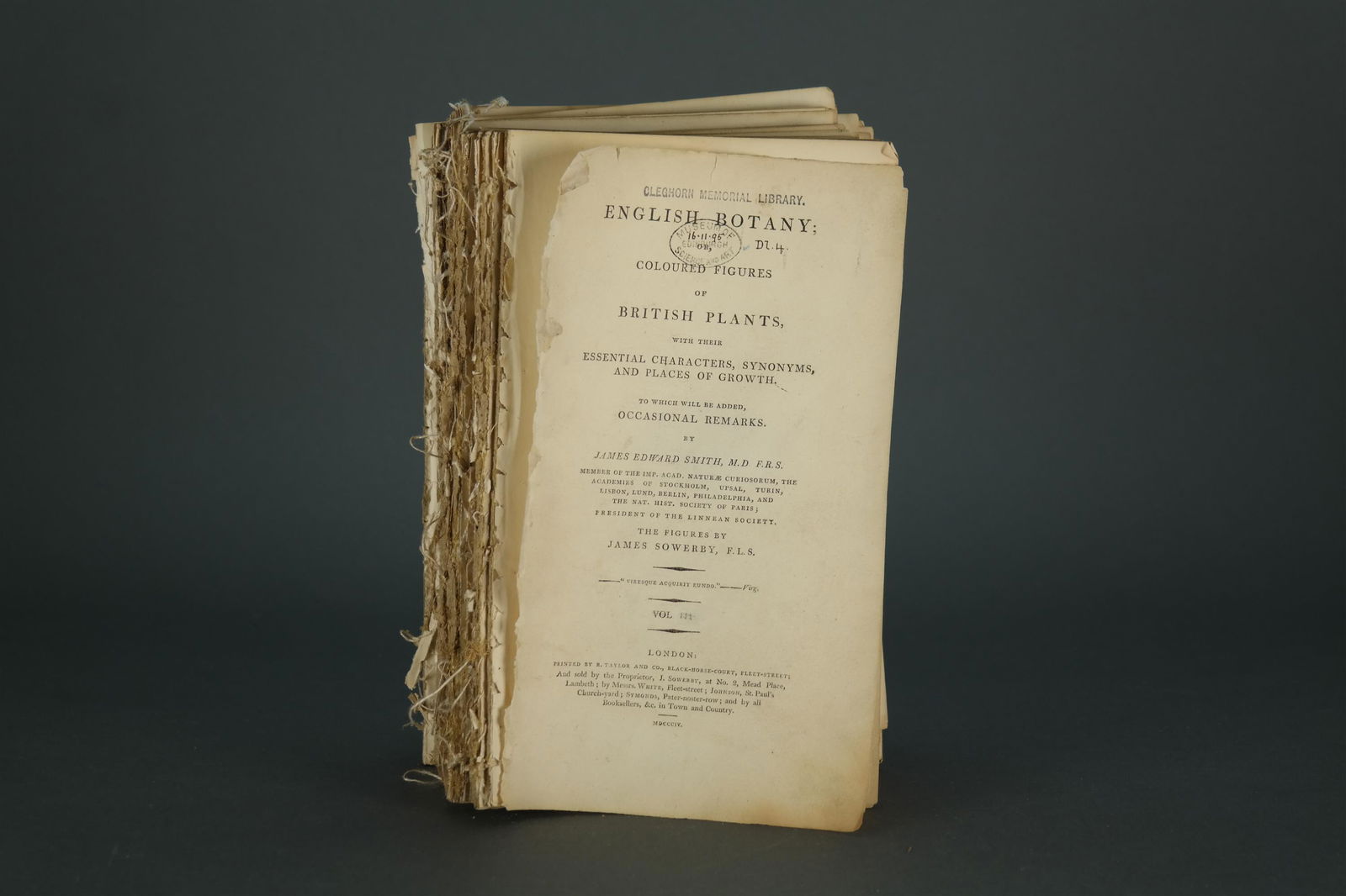 English Botany; Colored Figures... 1804.: [Botanical] Sowerby, James. Smith, James Edward. â€œEnglish Botany: Colored Figures of British Plants, with their Essential Characters, Synonyms, and Places of Growth.” London, R. Taylor, et al.