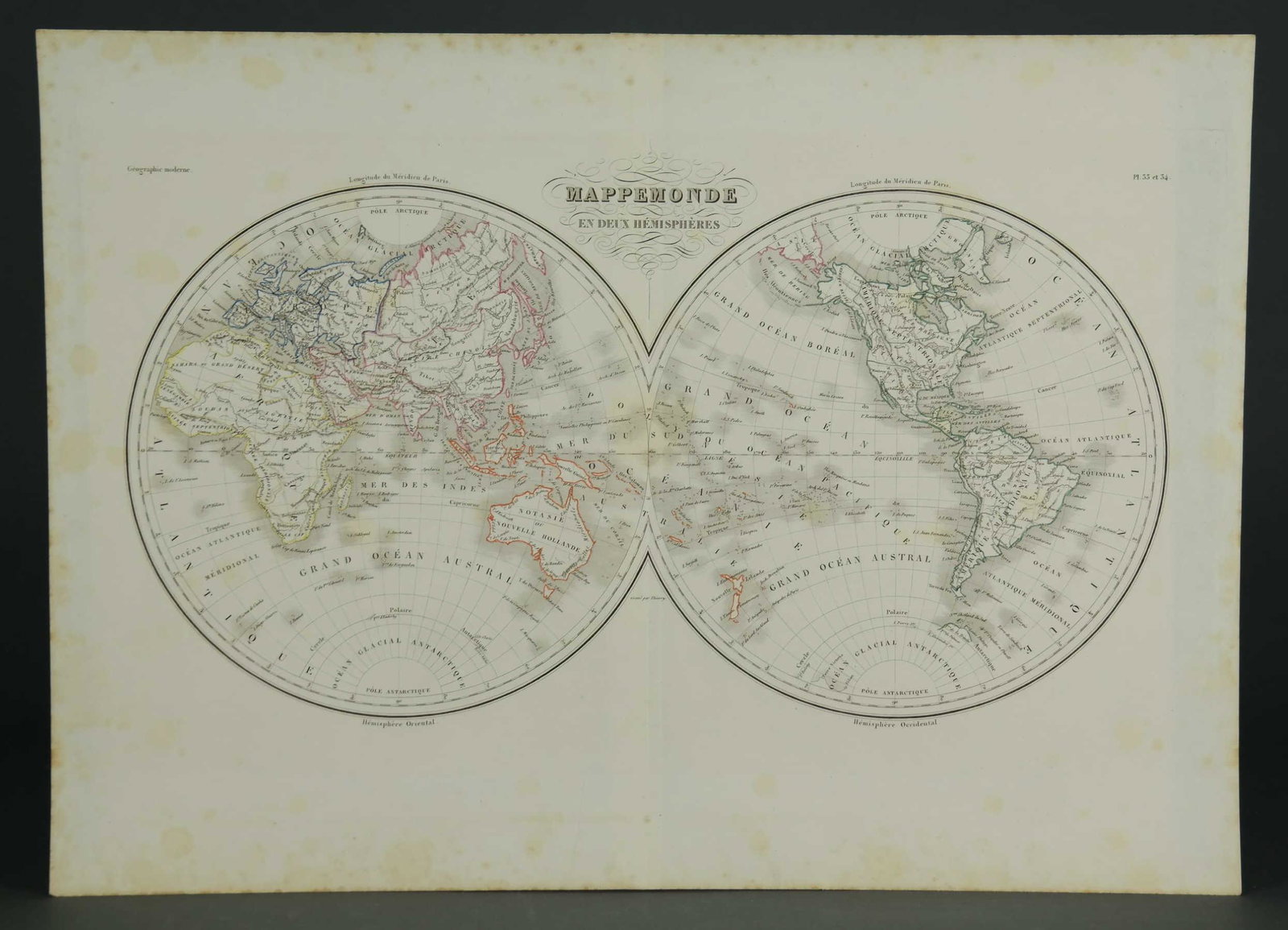 Various. 3 Large Maps [with] 21 Misc. maps.: [Various] 24 maps. (1) â€œCarte de Lâ€™Empire Romain sous Constantine.” Paris, 1822. (2) â€œDecouvertes maritimes et Possessions Coloniales.” Paris, 1853. (3) â€œMappemond