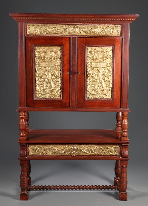 European two-piece server w/brass plated panels