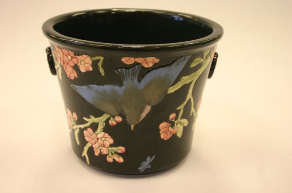 Weller Rosemont planter decorated with bluebi