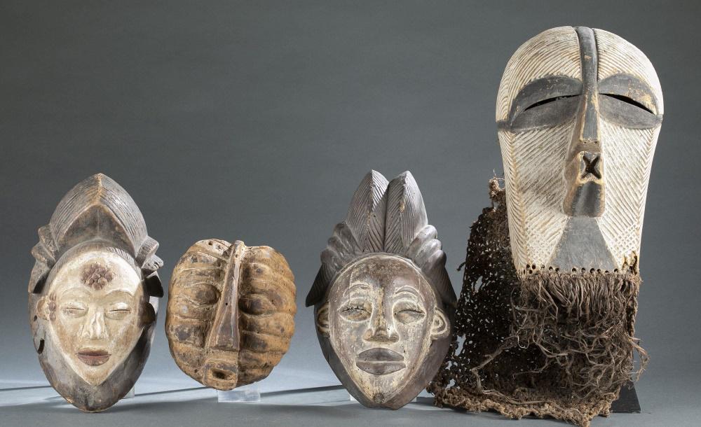4 Central African Style Wooden Masks. 20th c. (1 of 13)