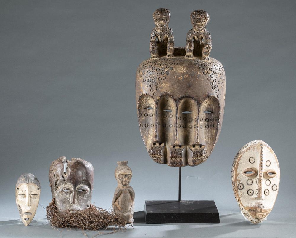 5 Central African Style Wooden Masks/Figure. 20th (1 of 16)