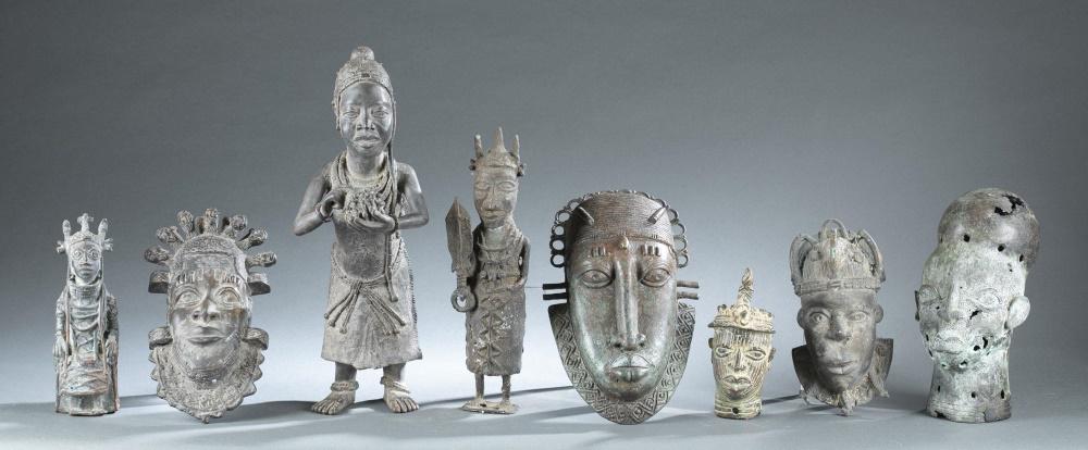 8 West African Style Brass Figural Objects. 20th c (1 of 17)