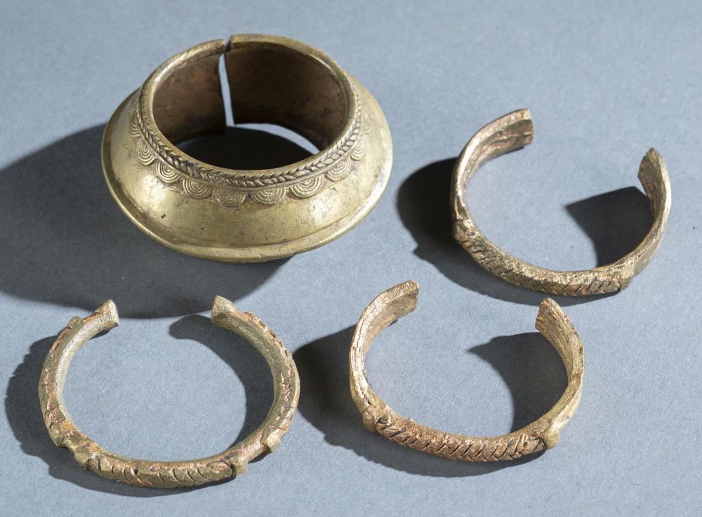 4 West African Style Brass Bracelets. 20th c. (1 of 7)