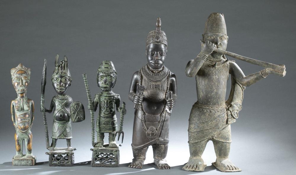 5 West African Style Brass Figures. 20th c. (1 of 8)