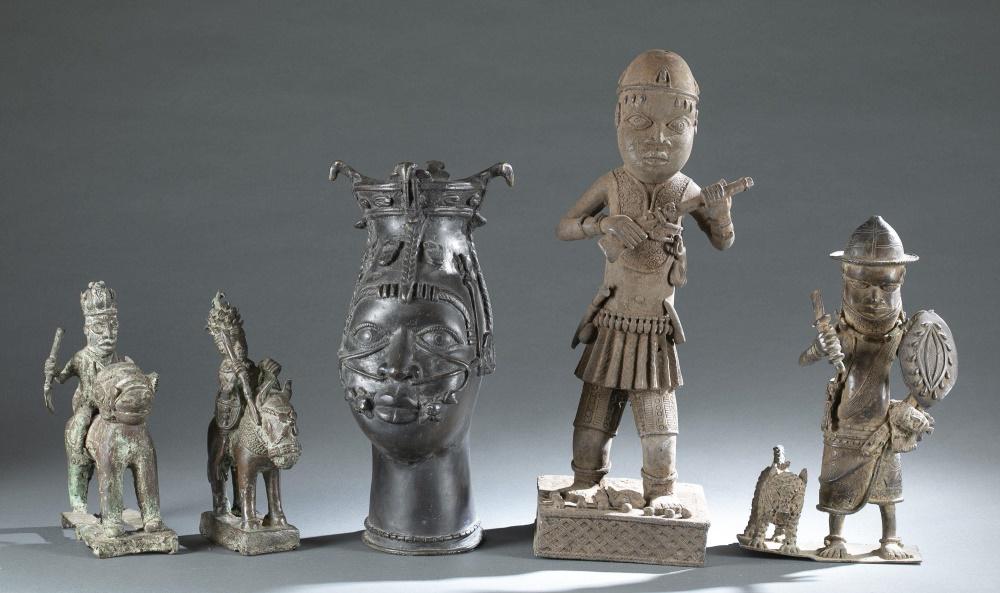 5 West African Style Brass Figures. 20th c. (1 of 12)
