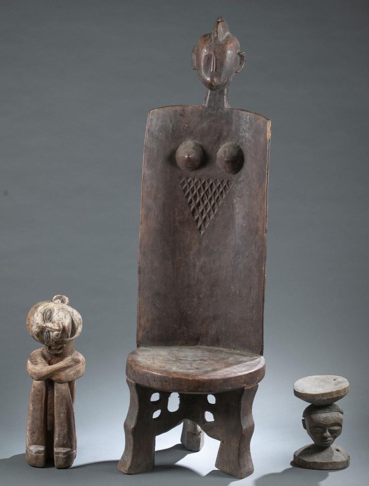 3 African Style Wooden Objects. 20th c. (1 of 8)
