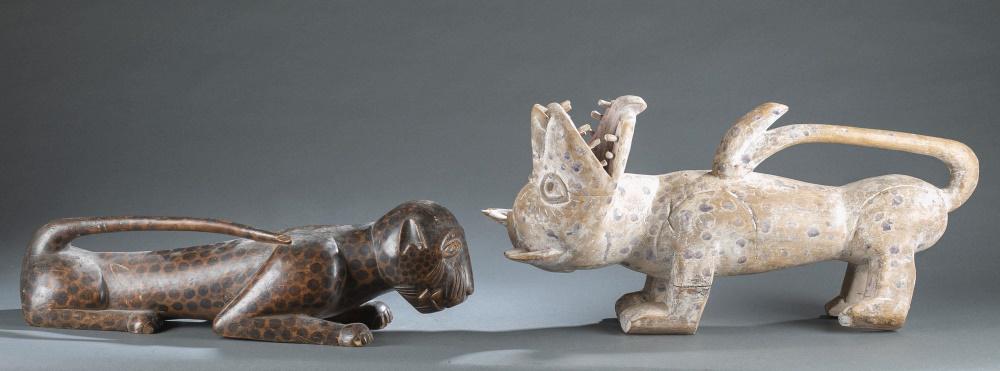 2 African Style Wooden Leopards. 20th c. (1 of 7)