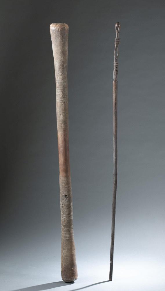 2 Ethnographic Wooden Staffs. 20th c. (1 of 6)