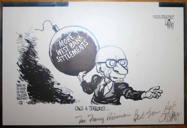 Cartoon signed by Pat Oliphant (1980).