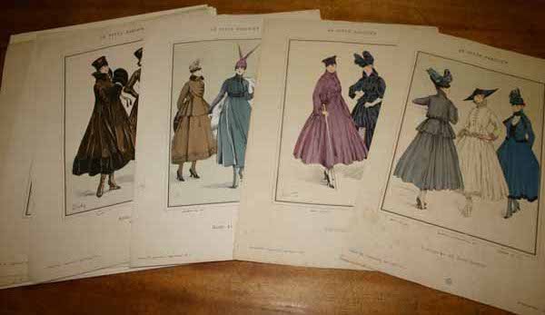 18 lithographs: 19th Century women's fashion.