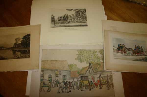 14 prints: Landscape, horses, German cities.