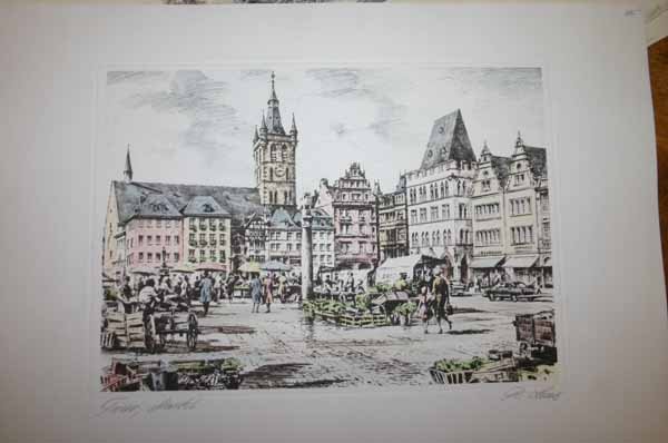 14 prints: Landscape, horses, German cities. - 5