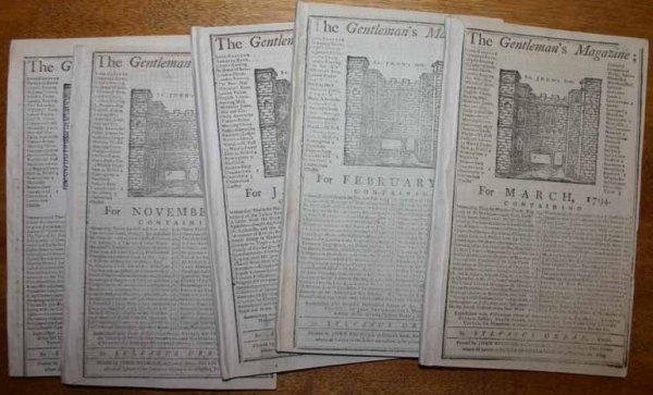 THE GENTLEMAN'S MAGAZINE, 5 issues, 1793-1794.