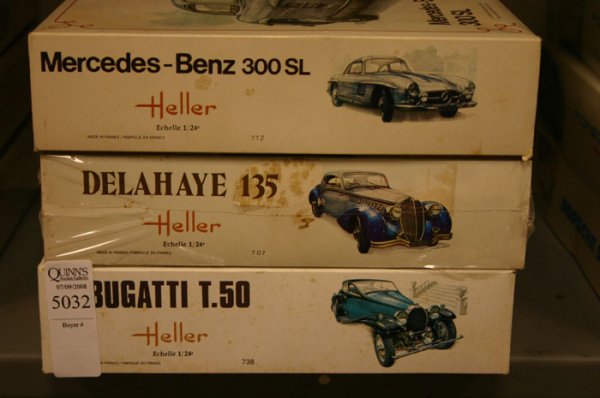 Three Heller Model Kits. Heller, Delahaye 135